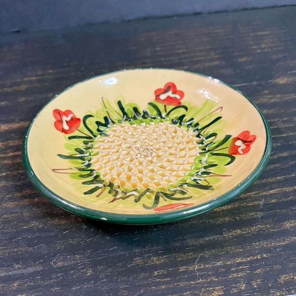 Elaboracion Artesanal Handpainted Ceramica Española Garlic Grater Floral Dish - Picture 3 of 8